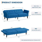 Acekool 89 Divano Letto Futon, Divano Letto Convertibile Moderno con Schienale e Braccioli Regolabili, Divano a 3 Posti