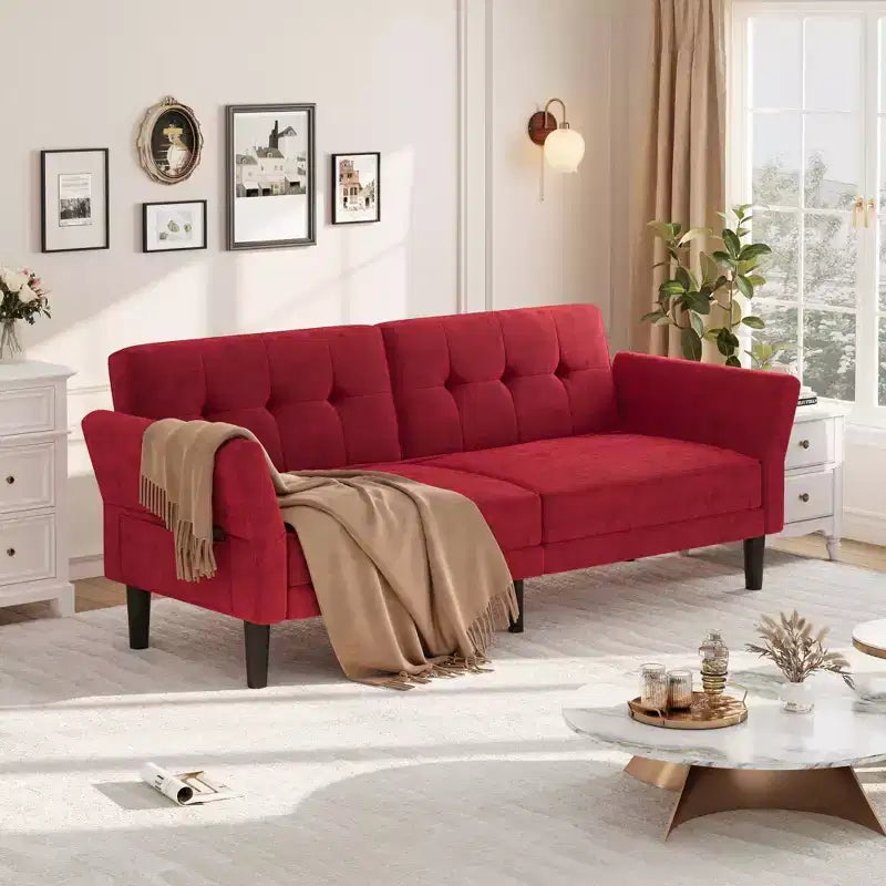 Acekool 89 Divano Letto Futon, Divano Letto Convertibile Moderno con Schienale e Braccioli Regolabili, Divano a 3 Posti