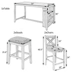 Set da pranzo alto per 4 persone, tavolo da bar in legno con ripiano portaoggetti e 2 sgabelli e 2 sedie per piccoli spazi