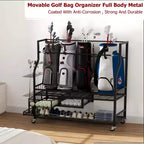 Porta sacche da golf con ruote e cassetti - Organizzatore a 4 sacche per garage e casa