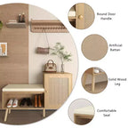 Panca scarpiera 2 in 1, scarpiera in rattan PP con 2 ripiani regolabili e cuscino di seduta rimovibile, organizer per scarpe