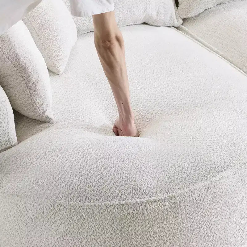 Divano senza struttura in ciniglia ad alta resilienza Clihome - Divano moderno compresso da 124,5 cm per soggiorno