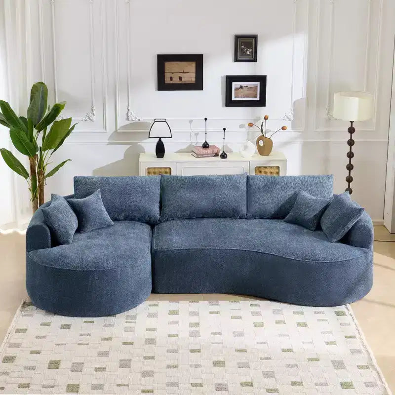 Divano senza struttura in ciniglia ad alta resilienza Clihome - Divano moderno compresso da 124,5 cm per soggiorno