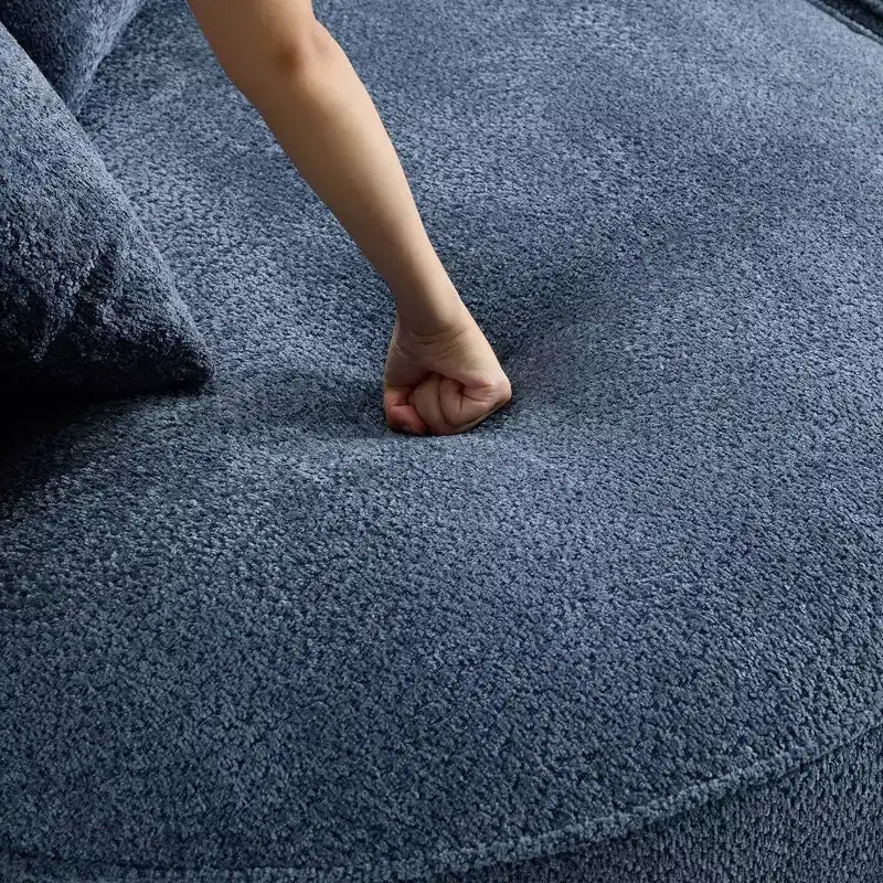 Divano senza struttura in ciniglia ad alta resilienza Clihome - Divano moderno compresso da 124,5 cm per soggiorno