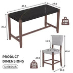 Set da pranzo per 4 persone con tavolo ad altezza bancone in marmo, set da 5 pezzi con tavolo da bar e 4 sedie imbottite per sala da pranzo, pub, cucina, piccoli spazi