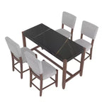 Set da pranzo per 4 persone con tavolo ad altezza bancone in marmo, set da 5 pezzi con tavolo da bar e 4 sedie imbottite per sala da pranzo, pub, cucina, piccoli spazi
