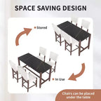 Set da pranzo per 4 persone con tavolo ad altezza bancone in marmo, set da 5 pezzi con tavolo da bar e 4 sedie imbottite per sala da pranzo, pub, cucina, piccoli spazi
