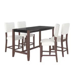 Set da pranzo per 4 persone con tavolo ad altezza bancone in marmo, set da 5 pezzi con tavolo da bar e 4 sedie imbottite per sala da pranzo, pub, cucina, piccoli spazi