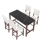 Set da pranzo per 4 persone con tavolo ad altezza bancone in marmo, set da 5 pezzi con tavolo da bar e 4 sedie imbottite per sala da pranzo, pub, cucina, piccoli spazi