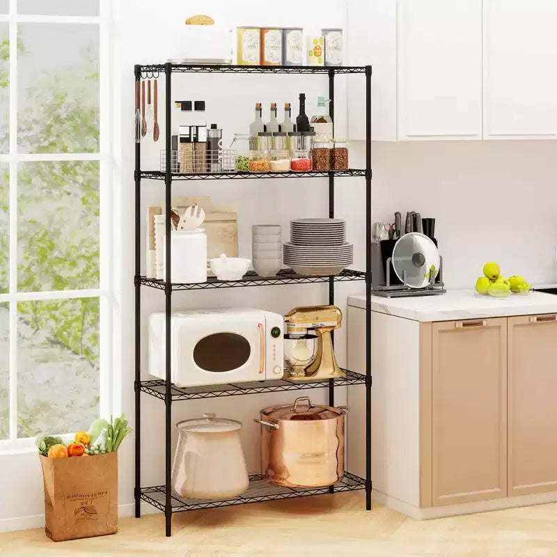 Costway Scaffale Metallico a 5 Ripiani con Mensola a Filo a V per Cucina di Casa e Garage