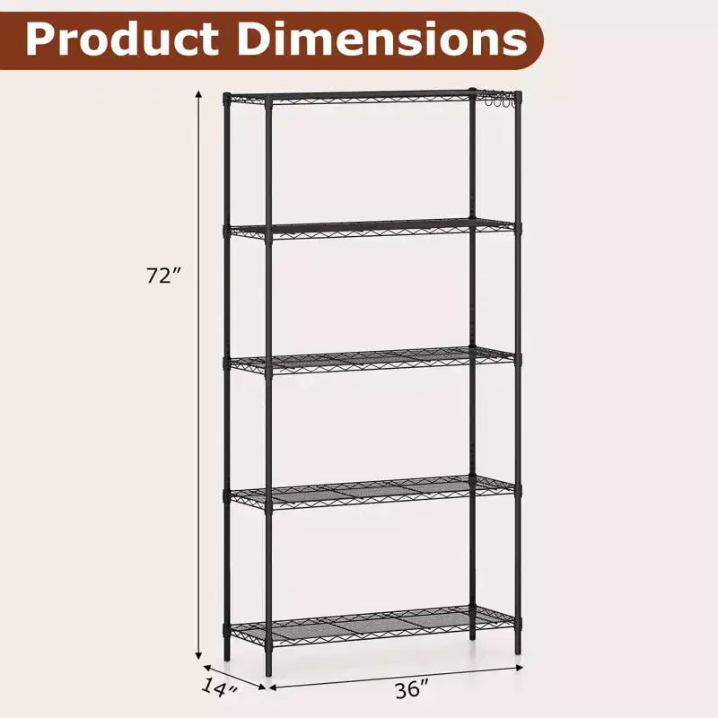 Costway Scaffale Metallico a 5 Ripiani con Mensola a Filo a V per Cucina di Casa e Garage