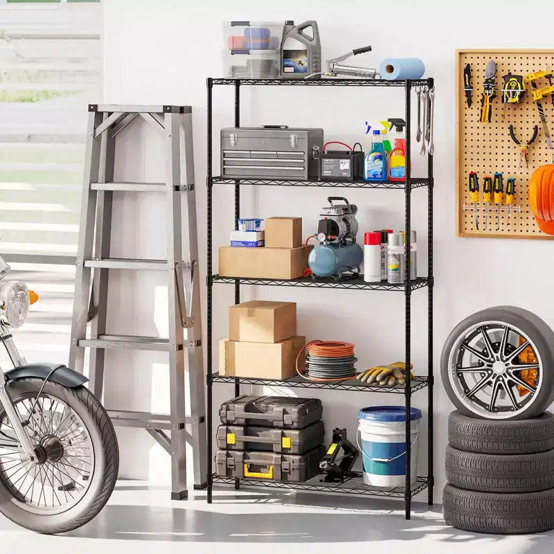 Costway Scaffale Metallico a 5 Ripiani con Mensola a Filo a V per Cucina di Casa e Garage