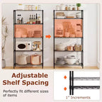 Costway Scaffale Metallico a 5 Ripiani con Mensola a Filo a V per Cucina di Casa e Garage
