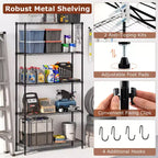 Costway Scaffale Metallico a 5 Ripiani con Mensola a Filo a V per Cucina di Casa e Garage
