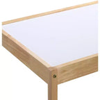 Etokfoks Set Tavolo e 2 Sedie per Bambini in 3 Pezzi con Piano del Tavolo Cancellabile a Secco, Legno Massello, Finitura Naturale Durevole