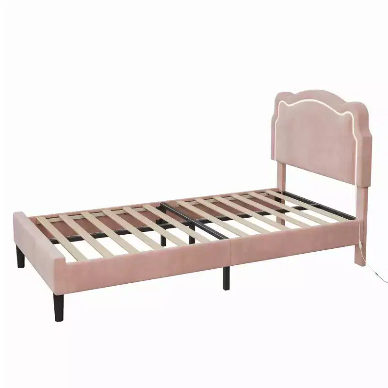 Lussuoso Telaio Letto in Velluto con Testiera a Testa d'Orso Regolabile, Letto Imbottito Silenzioso, Nessuna Rete a Molle Necessaria, Pezzo d'Arredo Moderno per la Camera da Letto