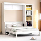 Letto a scomparsa matrimoniale/queen size con libreria, letto a scomparsa in legno con scrivania, letto a scomparsa pieghevole per camera degli ospiti/ufficio