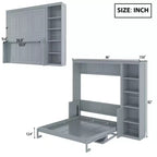Letto a scomparsa matrimoniale/queen size con libreria, letto a scomparsa in legno con scrivania, letto a scomparsa pieghevole per camera degli ospiti/ufficio