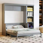 Letto a scomparsa matrimoniale/queen size con libreria, letto a scomparsa in legno con scrivania, letto a scomparsa pieghevole per camera degli ospiti/ufficio