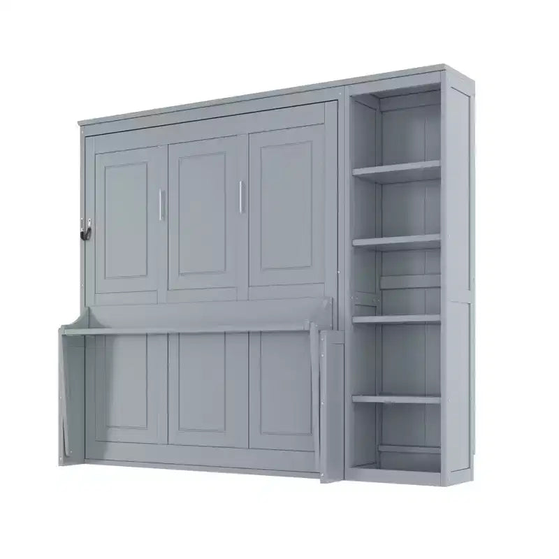 Letto a scomparsa matrimoniale/queen size con libreria, letto a scomparsa in legno con scrivania, letto a scomparsa pieghevole per camera degli ospiti/ufficio