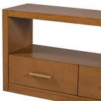 Mobile TV Whisen e console multimediale scanalata, elegante mobile TV con 3 cassetti, maniglie minimaliste in metallo - Marrone