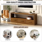Mobile TV Whisen e console multimediale scanalata, elegante mobile TV con 3 cassetti, maniglie minimaliste in metallo - Marrone