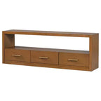 Mobile TV Whisen e console multimediale scanalata, elegante mobile TV con 3 cassetti, maniglie minimaliste in metallo - Marrone