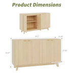 COZONY Credenza moderna scanalata con ante e ripiani regolabili, Mobile buffet in legno da 55,1" per soggiorno, sala da pranzo, ingresso