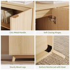 COZONY Credenza moderna scanalata con ante e ripiani regolabili, Mobile buffet in legno da 55,1" per soggiorno, sala da pranzo, ingresso