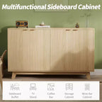 COZONY Credenza moderna scanalata con ante e ripiani regolabili, Mobile buffet in legno da 55,1" per soggiorno, sala da pranzo, ingresso