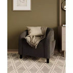 Gray Boucle Fabric Accent Chair - Plush and Supportive Armchair for Living Room, Bedroom or Office