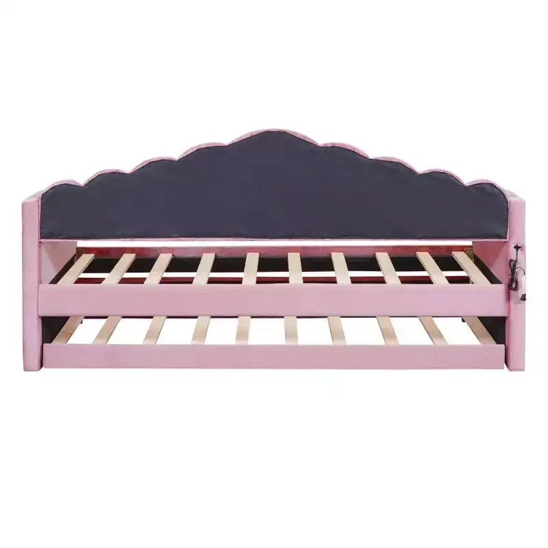 MAYEERTY Letto imbottito con rotelle per letto singolo, in velluto, per camera da letto, rosa