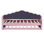 MAYEERTY Letto imbottito con rotelle per letto singolo, in velluto, per camera da letto, rosa