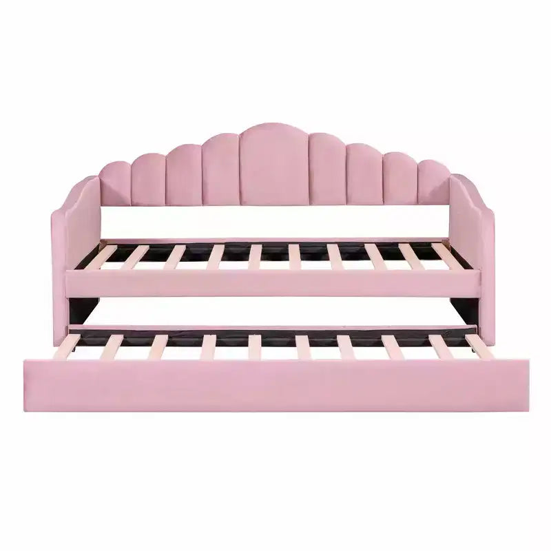 MAYEERTY Letto imbottito con rotelle per letto singolo, in velluto, per camera da letto, rosa