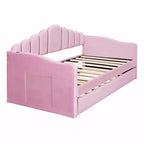 MAYEERTY Letto imbottito con rotelle per letto singolo, in velluto, per camera da letto, rosa