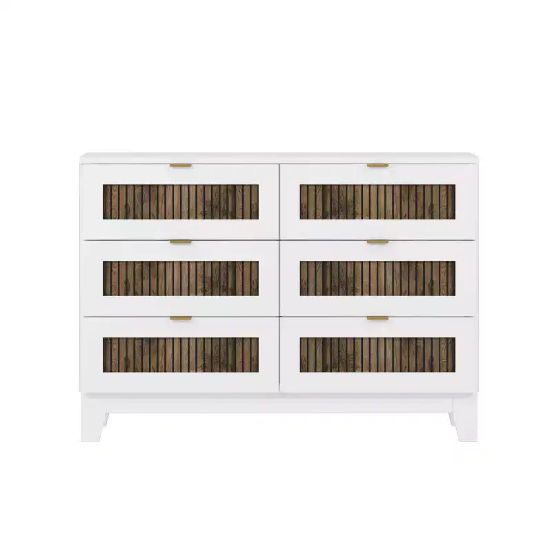 Set da 4 Pezzi MAYEERTY per Camera da Letto, Letto a Piattaforma Queen Size con Adesivi in Strisce di Legno Decorativo Comodino Contenitore e Cassettiera con Maniglie in Metallo per Camera da Letto Bianco
