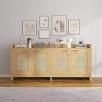 Wooden TV Stand for 65 TV, Entertainment Center with Glass Door Storage Cabinets, Modern TV Console for Living Room or Media Room