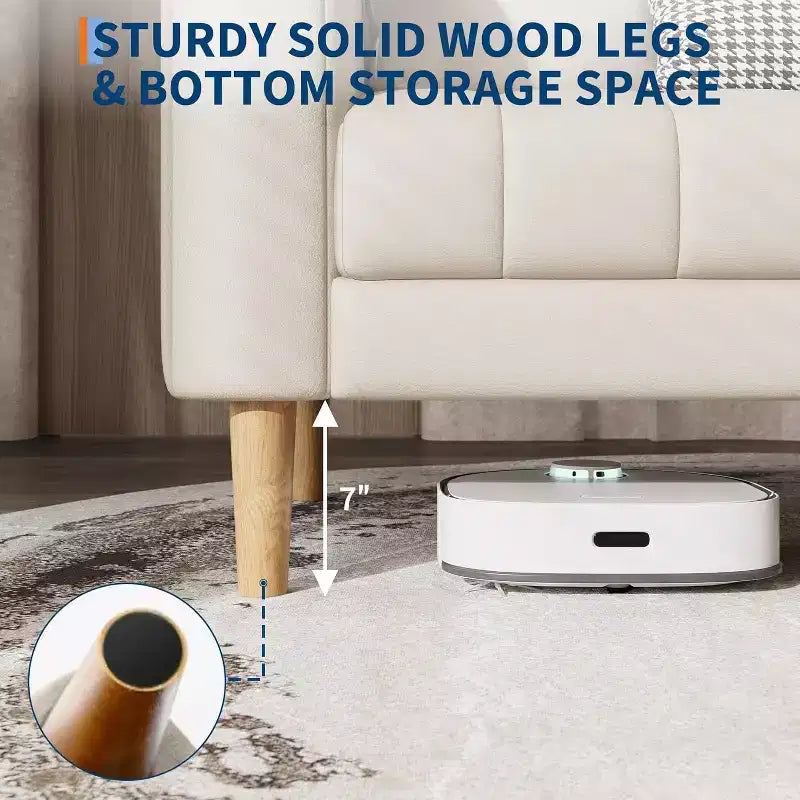 Divani Divanetti in Ecopelle con 2 Cuscini Decorativi, Divanetto Moderno di Metà Secolo, Divano a 3 Posti e Gambe in Legno, Facile da Montare, per Soggiorno