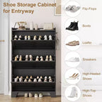 Cassettiera Portascarpe a 3 Ribalte Stile Rustico Mobile Scarpiera Sottile Nascosta Organizer per Scarpe Autoportante Salvaspazio per Ingresso Piccoli Spazi