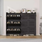 Cassettiera Portascarpe a 3 Ribalte Stile Rustico Mobile Scarpiera Sottile Nascosta Organizer per Scarpe Autoportante Salvaspazio per Ingresso Piccoli Spazi