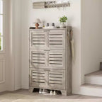 Cassettiera Portascarpe a 3 Ribalte Stile Rustico Mobile Scarpiera Sottile Nascosta Organizer per Scarpe Autoportante Salvaspazio per Ingresso Piccoli Spazi