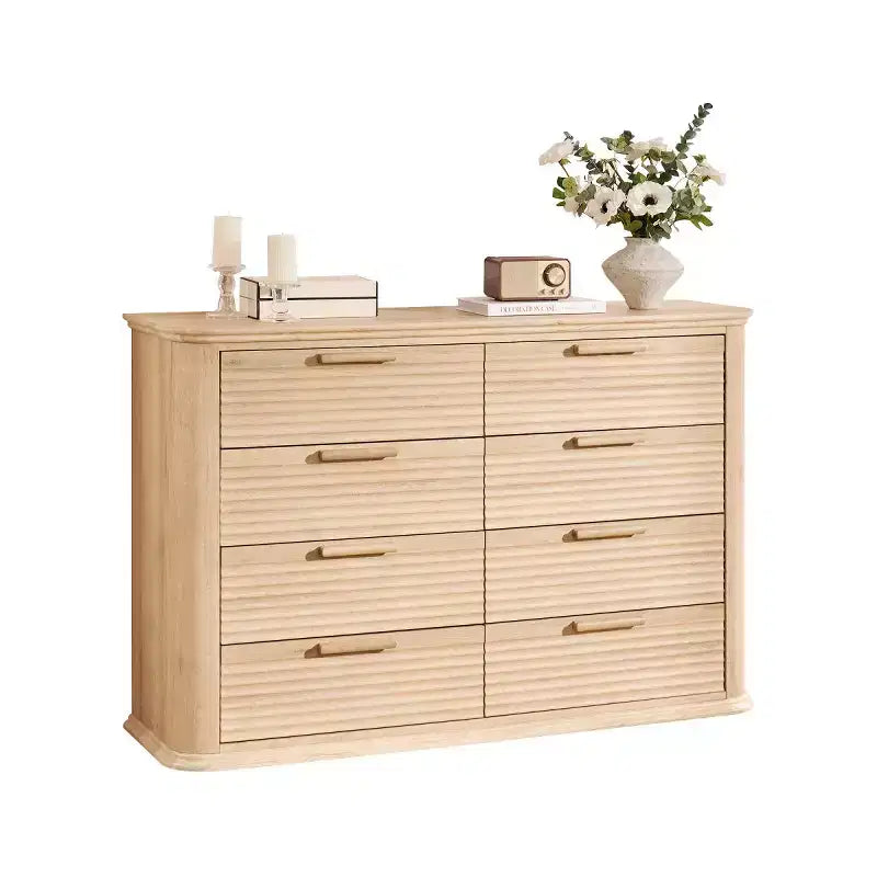 Comò moderno a 8 cassetti per camera da letto, comò ampio 52", cassettiera con profilo curvo per soggiorno o ingresso-Panipeachy