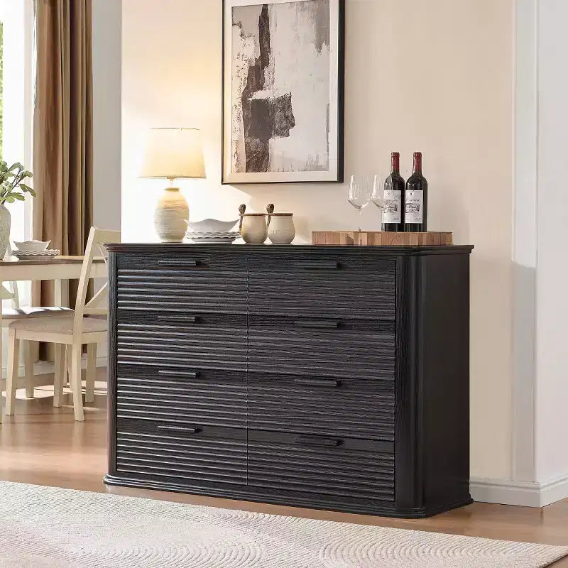 Comò moderno a 8 cassetti per camera da letto, comò ampio 52", cassettiera con profilo curvo per soggiorno o ingresso-Panipeachy