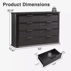 Comò moderno a 8 cassetti per camera da letto, comò ampio 52", cassettiera con profilo curvo per soggiorno o ingresso-Panipeachy