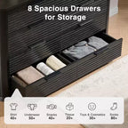 Comò moderno a 8 cassetti per camera da letto, comò ampio 52", cassettiera con profilo curvo per soggiorno o ingresso-Panipeachy