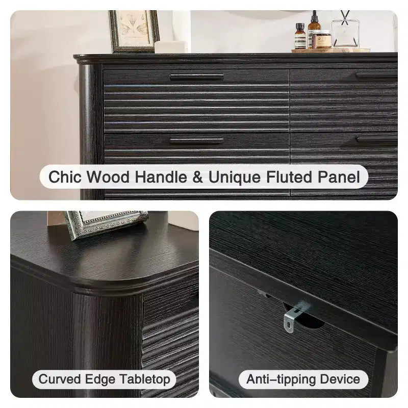 Comò moderno a 8 cassetti per camera da letto, comò ampio 52", cassettiera con profilo curvo per soggiorno o ingresso-Panipeachy