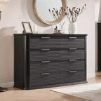 Modern 8-Drawer Dresser for Bedroom, 52 Wide Dresser Chest of Drawers, Curved Profile Chest Dresser for Living Room or Entryway-Panipeachy