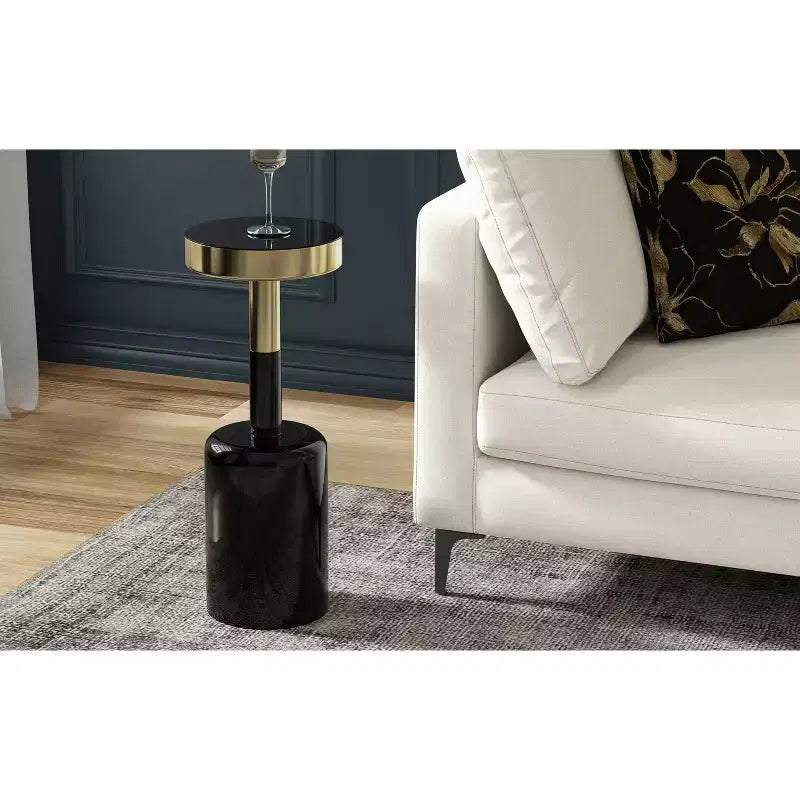 Tavolino Maia Modern Contemporary da 10 pollici in metallo, oro/nero
