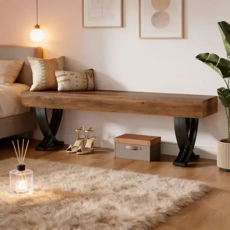 Panca moderna GDFStudio Benson da 60 in legno e metallo