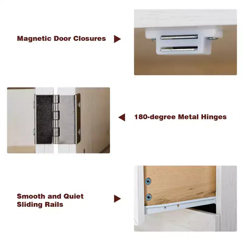 Mobile Dispensa da Cucina Alto 198 cm, Armadio Autoportante con 3 Cassetti, Madia da Cucina in Legno e Mobile Bar per Soggiorno